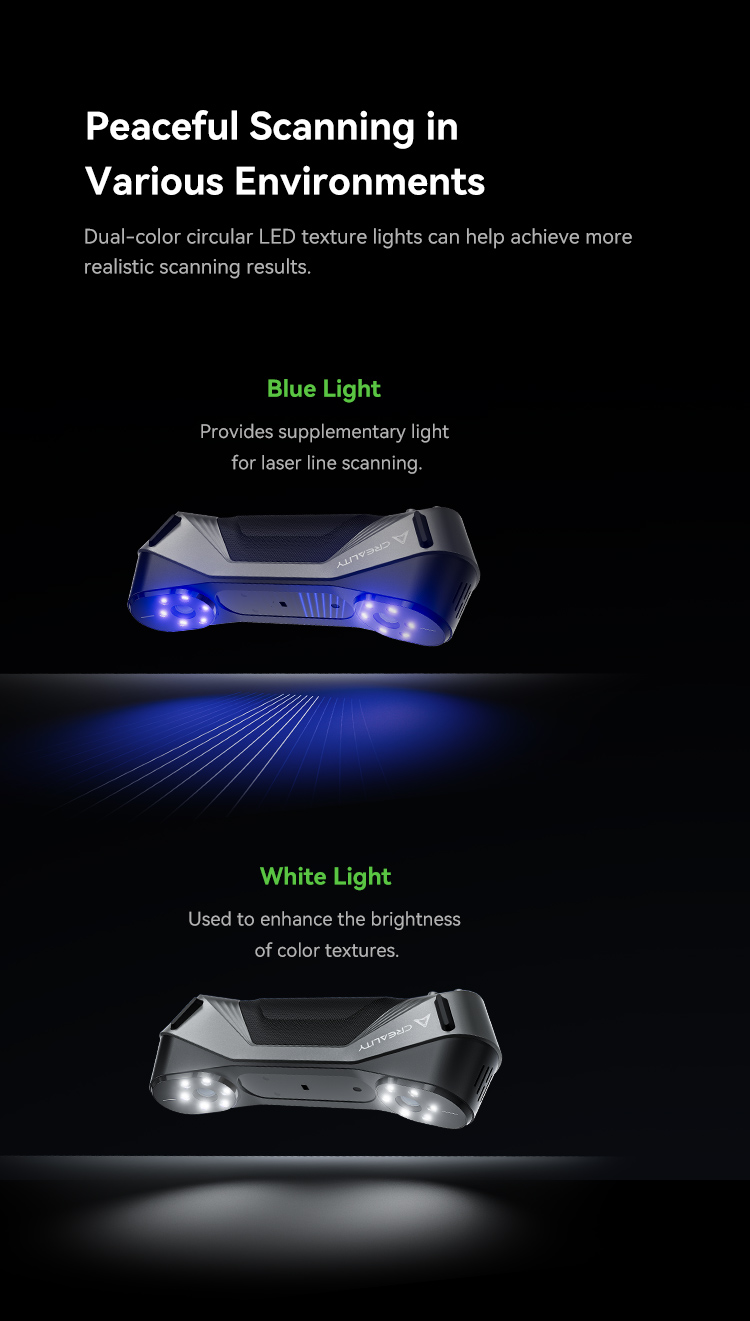 Dual-color circular LED texture lights 3d Scanner
